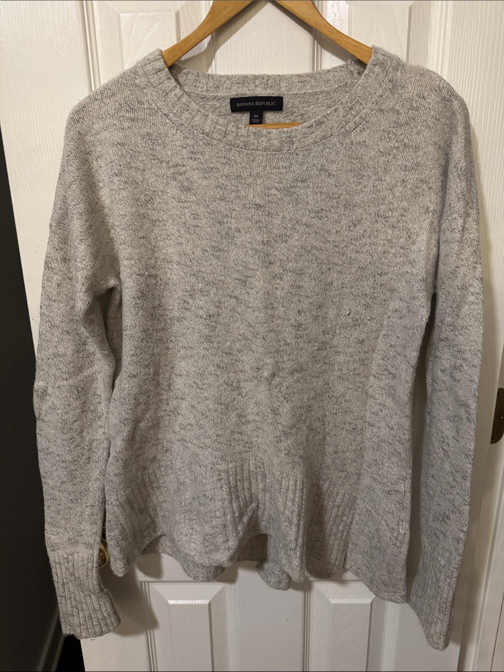 Banana Republic Merino Wool Light Heather Gray Crewneck Sweater